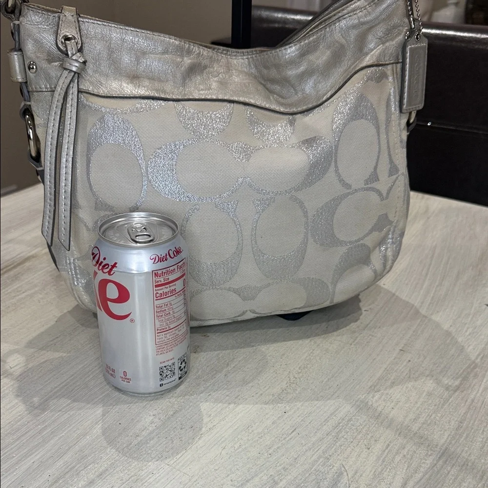 Coach Metallic Silver and Cream Shoulder Hobo Bag - Picture 12 of 16